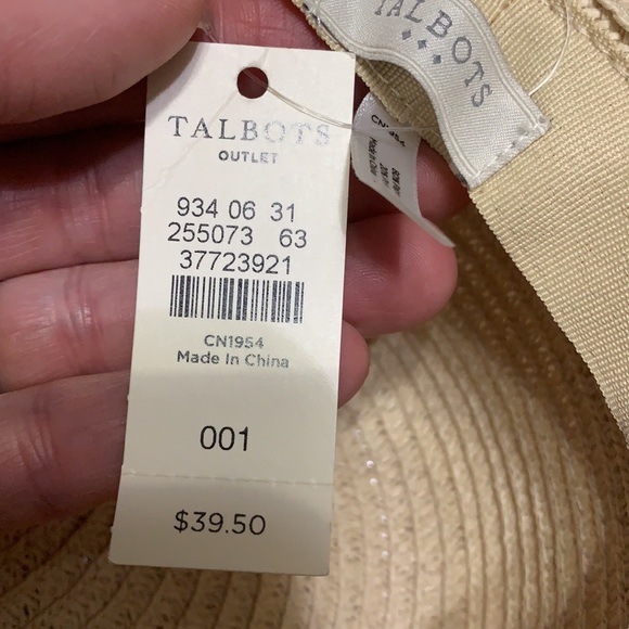 NWT Talbots sun hat. Neutral with gold cloth band - Picture 6 of 8